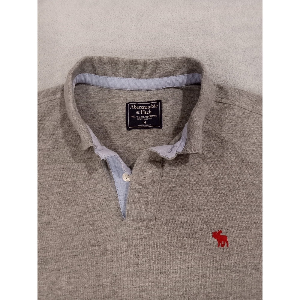 Abercrombie & Fitch Polo Shirt Mens Medium Gray Muscle Outdoor Casual Preppy - Picture 1 of 5